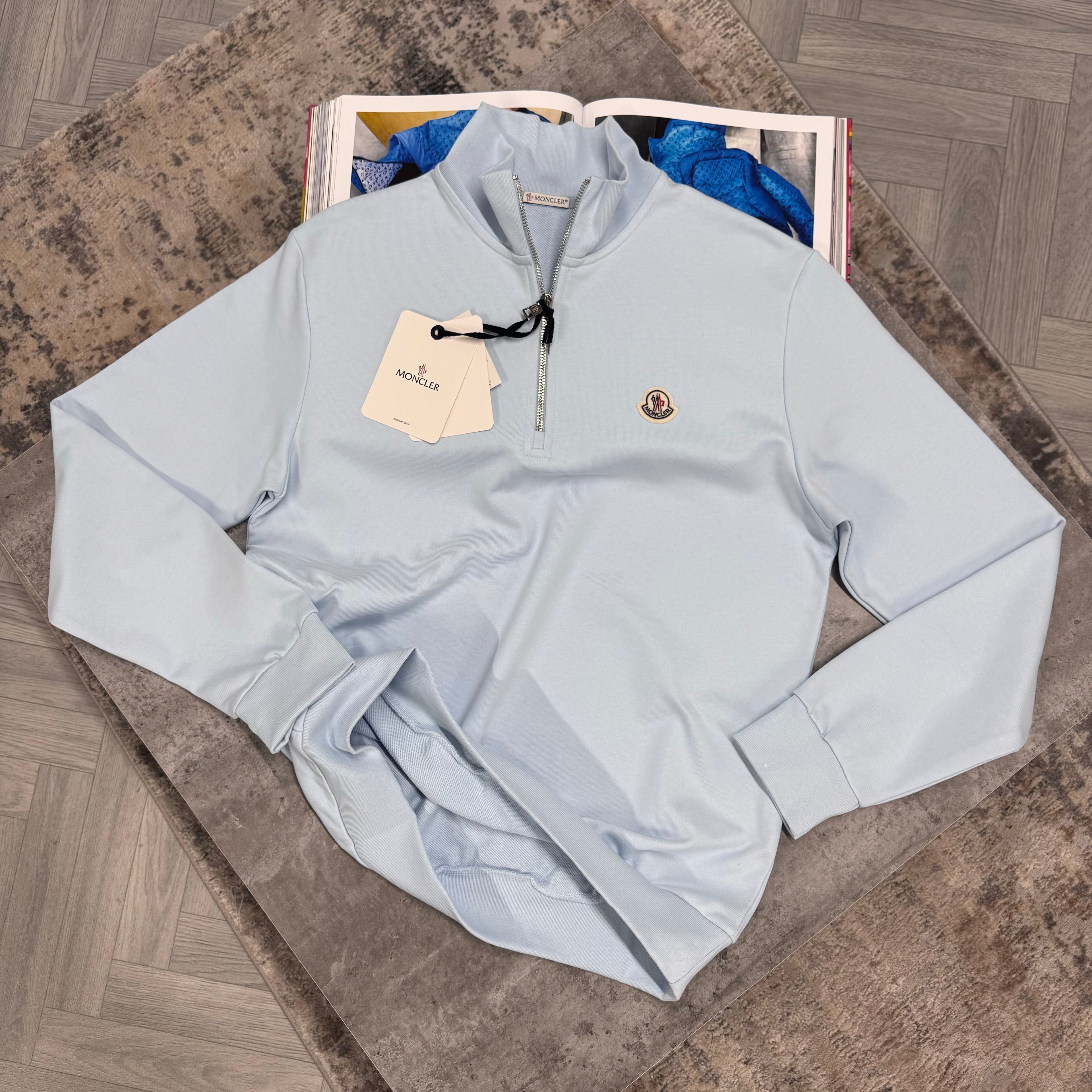 MNCLR LOGO HALF ZIP JUMPER - SKY BLUE